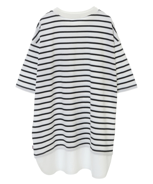 SOFFITTO(ソフィット)の「一枚でレイヤードスタイルになる接触冷感Tシャツ(取り扱い店舗限定)(Tシャツ/カットソー・レディース・ホワイト×ブラック/パープル/ブラック/オリーブ・FREE)」の5枚目の写真