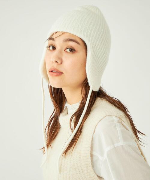 green label relaxing（グリーンレーベルリラクシング）の「【WEB限定】耳あて ニット ワッチキャップ（キャップ・レディース・ライトグレー/ブラック/オフホワイト・FREE）」の5枚目の写真