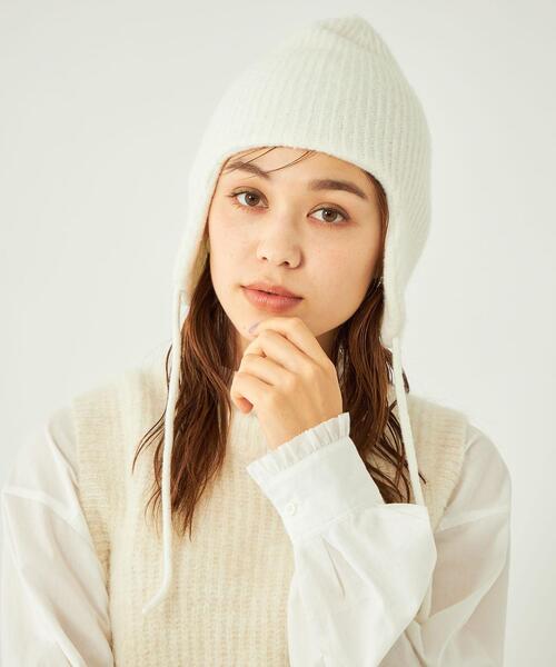 green label relaxing（グリーンレーベルリラクシング）の「【WEB限定】耳あて ニット ワッチキャップ（キャップ・レディース・ライトグレー/ブラック/オフホワイト・FREE）」の6枚目の写真