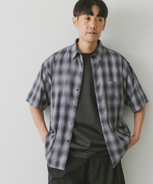 URBAN RESEARCH DOORS(アーバンリサーチドアーズ)の「T/Rオンブレチェックシャツ(シャツ/ブラウス・メンズ・ブラウン系その他/チャコールグレー・LARGE/MEDIUM)」の6枚目の写真
