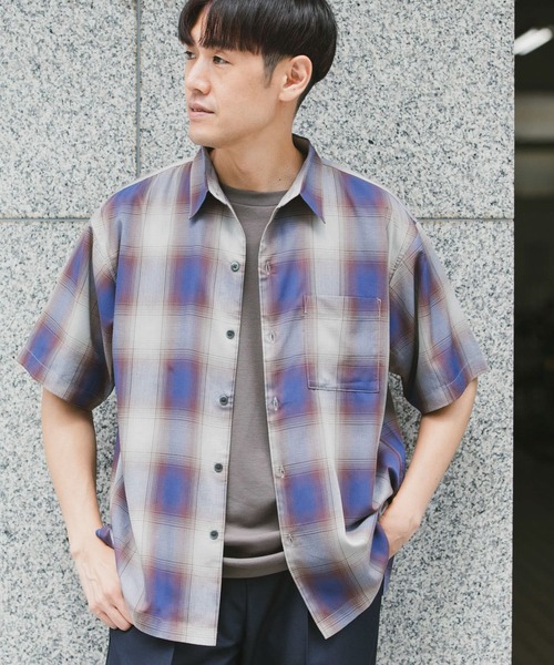 URBAN RESEARCH DOORS(アーバンリサーチドアーズ)の「T/Rオンブレチェックシャツ(シャツ/ブラウス・メンズ・ブラウン系その他/チャコールグレー・LARGE/MEDIUM)」の3枚目の写真