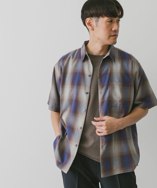 URBAN RESEARCH DOORS(アーバンリサーチドアーズ)の「T/Rオンブレチェックシャツ(シャツ/ブラウス・メンズ・ブラウン系その他/チャコールグレー・LARGE/MEDIUM)」の7枚目の写真