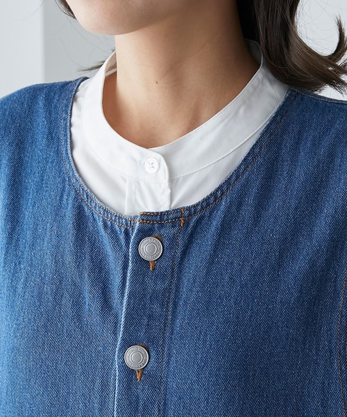 BONLECILL（ボンルシール）の「ボタンフライロールアップデニムサロペット（サロペット/オーバーオール・レディース・アイボリー/ネイビー/ブラック/ブルー/ブルー系1・L/M）」の14枚目の写真