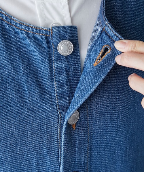 BONLECILL（ボンルシール）の「ボタンフライロールアップデニムサロペット（サロペット/オーバーオール・レディース・アイボリー/ネイビー/ブラック/ブルー/ブルー系1・L/M）」の15枚目の写真