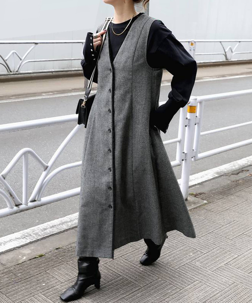 B.C STOCK（ベーセーストック）の「ツイードベストワンピース