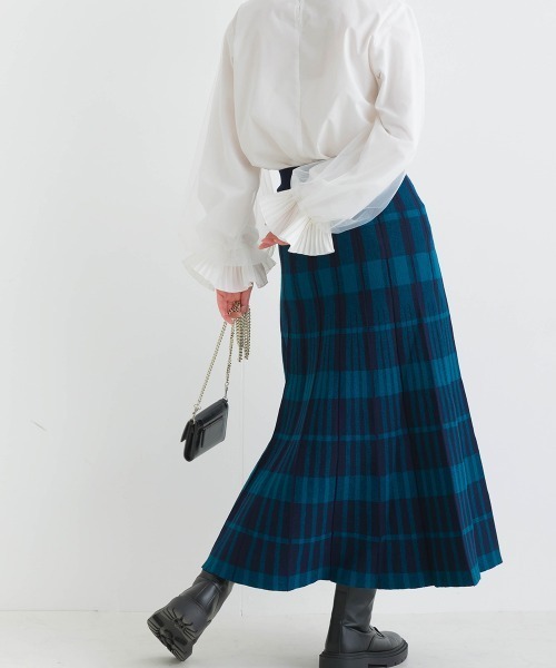 PICCIN（ピッチン）の「【WEB限定】チェック柄ニットスカート（スカート・レディース・グリーン/ブラック・L/M）」の2枚目の写真