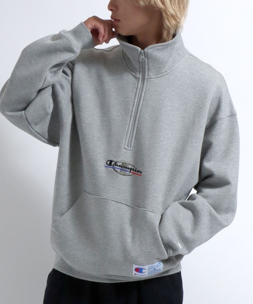 Champion（チャンピオン）ブランドロゴ ワンポイント刺繍ハーフジップ