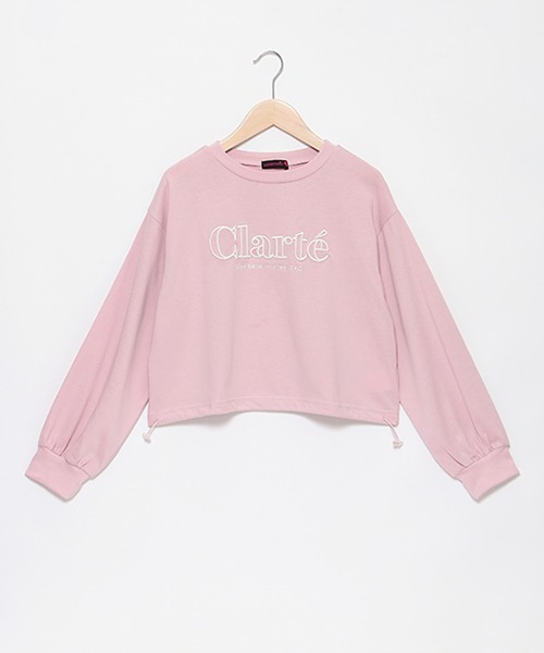 LOVETOXIC（ラブトキシック）の「ドロスト3D刺繍長袖Tシャツ（Tシャツ/カットソー・キッズ・ピンク/チャコール/サックスブルー/オフホワイト・S/L/M）」の4枚目の写真