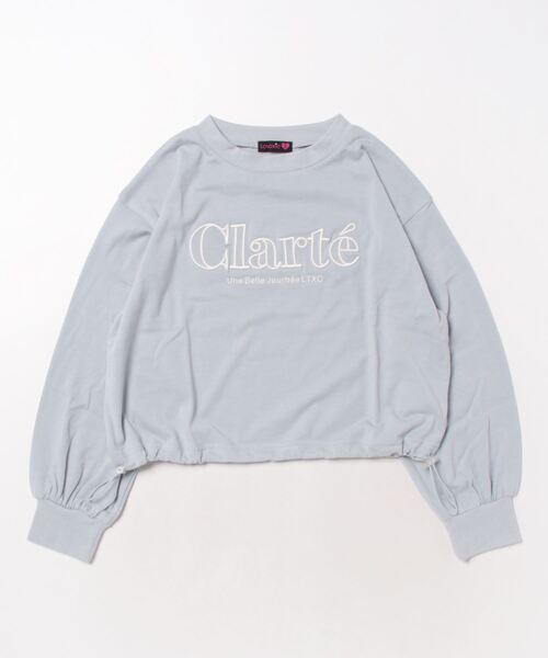 LOVETOXIC（ラブトキシック）の「ドロスト3D刺繍長袖Tシャツ（Tシャツ/カットソー・キッズ・ピンク/チャコール/サックスブルー/オフホワイト・S/L/M）」の7枚目の写真