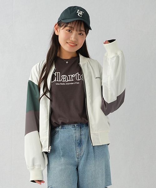 LOVETOXIC（ラブトキシック）の「ドロスト3D刺繍長袖Tシャツ（Tシャツ/カットソー・キッズ・ピンク/チャコール/サックスブルー/オフホワイト・S/L/M）」の9枚目の写真