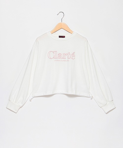 LOVETOXIC（ラブトキシック）の「ドロスト3D刺繍長袖Tシャツ（Tシャツ/カットソー・キッズ・ピンク/チャコール/サックスブルー/オフホワイト・S/L/M）」の18枚目の写真