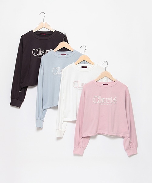 LOVETOXIC（ラブトキシック）の「ドロスト3D刺繍長袖Tシャツ（Tシャツ/カットソー・キッズ・ピンク/チャコール/サックスブルー/オフホワイト・S/L/M）」の10枚目の写真