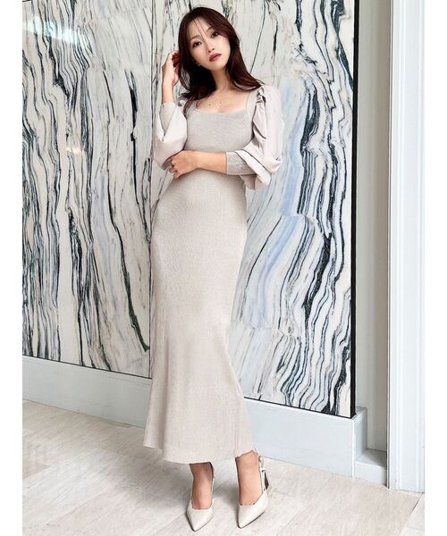 RESEXXY（リゼクシー）の「スリーブドレープドッキングニットワンピース（ワンピース・レディース・モカ/ベージュ/ブラック・FREE）」の5枚目の写真