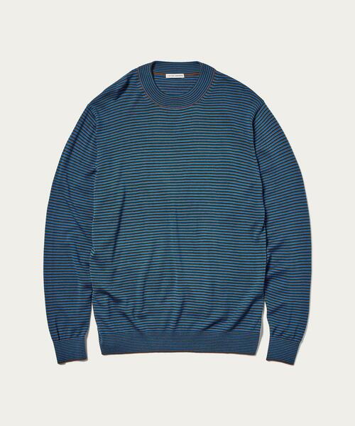 【未使用】UNITED ARROWSマルチボーダークルーネックニット／Sオリーブ 未使用UNITED ARROWSマルチボーダークルーネックニット／Sオリーブ