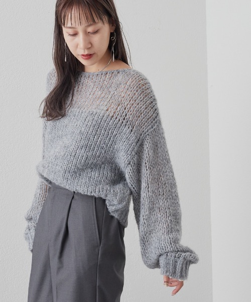 COLONY 2139(コロニートゥーワンスリーナイン)の「編み変えシアークロップドニット(ニット/セーター・レディース・ブラック/グレー/ベージュ/ダークグリーン/オフホワイト/ブラウン・FREE)」の19枚目の写真
