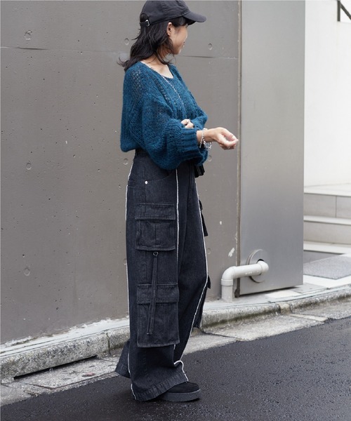 COLONY 2139(コロニートゥーワンスリーナイン)の「編み変えシアークロップドニット(ニット/セーター・レディース・ブラック/グレー/ベージュ/ダークグリーン/オフホワイト/ブラウン・FREE)」の7枚目の写真