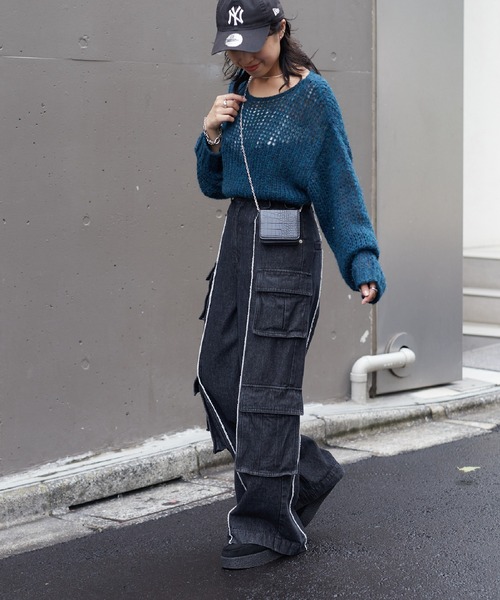 COLONY 2139(コロニートゥーワンスリーナイン)の「編み変えシアークロップドニット(ニット/セーター・レディース・ブラック/グレー/ベージュ/ダークグリーン/オフホワイト/ブラウン・FREE)」の8枚目の写真