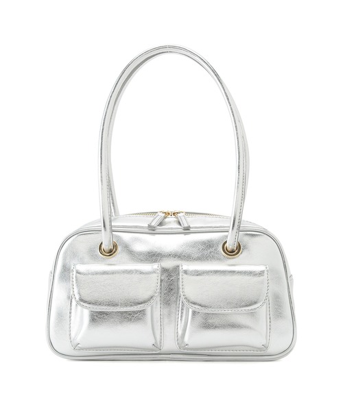 VIS（ビス）の「ダブルポケット横長ボストンバッグ（ボストンバッグ・レディース・シルバー/ブラック・FREE）」の9枚目の写真