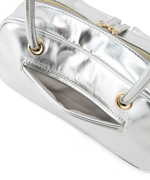 VIS（ビス）の「ダブルポケット横長ボストンバッグ（ボストンバッグ・レディース・シルバー/ブラック・FREE）」の3枚目の写真