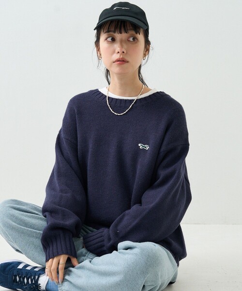 FREAK'S STORE(フリークスストア)の「TOWN CRAFT × FREAK'S STORE/タウンクラフト 別注ベーシック ニット プルオーバー(ニット/セーター・レディース・オリーブ/マスタード/ネイビー/ブラック/レッド/オフホワイト・フリ-)」の5枚目の写真