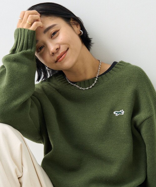 FREAK'S STORE(フリークスストア)の「TOWN CRAFT × FREAK'S STORE/タウンクラフト 別注ベーシック ニット プルオーバー(ニット/セーター・レディース・オリーブ/マスタード/ネイビー/ブラック/レッド/オフホワイト・フリ-)」の4枚目の写真