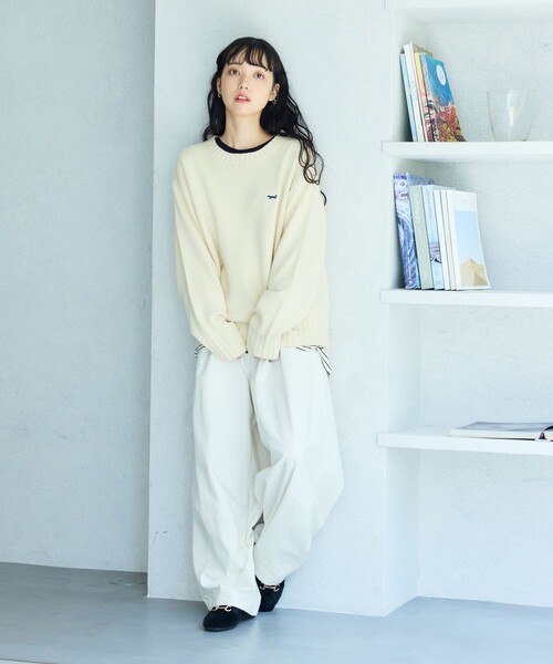 FREAK'S STORE(フリークスストア)の「TOWN CRAFT × FREAK'S STORE/タウンクラフト 別注ベーシック ニット プルオーバー(ニット/セーター・レディース・オリーブ/マスタード/ネイビー/ブラック/レッド/オフホワイト・フリ-)」の7枚目の写真