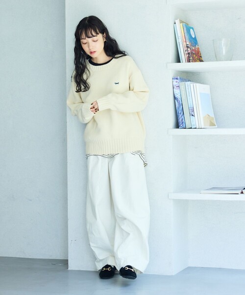 FREAK'S STORE(フリークスストア)の「TOWN CRAFT × FREAK'S STORE/タウンクラフト 別注ベーシック ニット プルオーバー(ニット/セーター・レディース・オリーブ/マスタード/ネイビー/ブラック/レッド/オフホワイト・フリ-)」の8枚目の写真