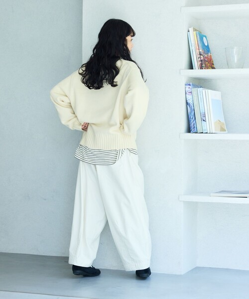 FREAK'S STORE(フリークスストア)の「TOWN CRAFT × FREAK'S STORE/タウンクラフト 別注ベーシック ニット プルオーバー(ニット/セーター・レディース・オリーブ/マスタード/ネイビー/ブラック/レッド/オフホワイト・フリ-)」の9枚目の写真