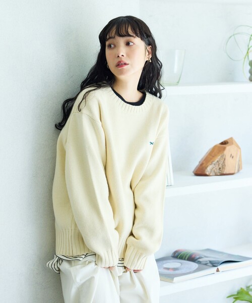 FREAK'S STORE(フリークスストア)の「TOWN CRAFT × FREAK'S STORE/タウンクラフト 別注ベーシック ニット プルオーバー(ニット/セーター・レディース・オリーブ/マスタード/ネイビー/ブラック/レッド/オフホワイト・フリ-)」の10枚目の写真