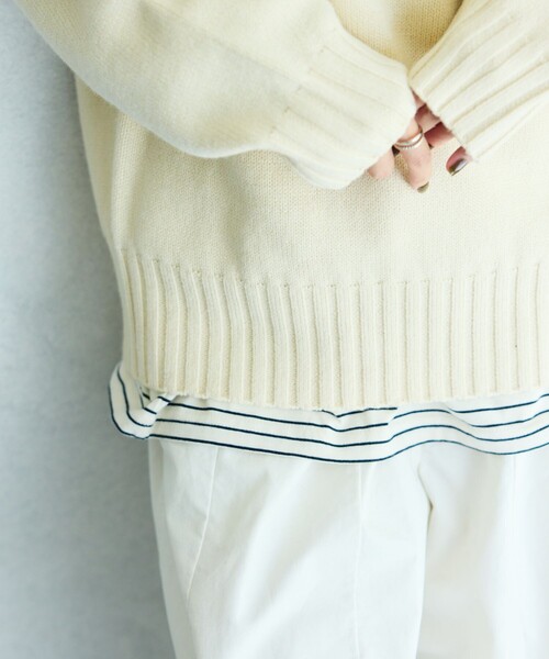 FREAK'S STORE(フリークスストア)の「TOWN CRAFT × FREAK'S STORE/タウンクラフト 別注ベーシック ニット プルオーバー(ニット/セーター・レディース・オリーブ/マスタード/ネイビー/ブラック/レッド/オフホワイト・フリ-)」の13枚目の写真