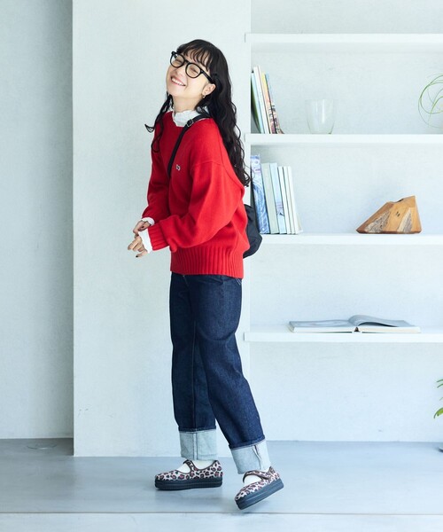 FREAK'S STORE(フリークスストア)の「TOWN CRAFT × FREAK'S STORE/タウンクラフト 別注ベーシック ニット プルオーバー(ニット/セーター・レディース・オリーブ/マスタード/ネイビー/ブラック/レッド/オフホワイト・フリ-)」の14枚目の写真