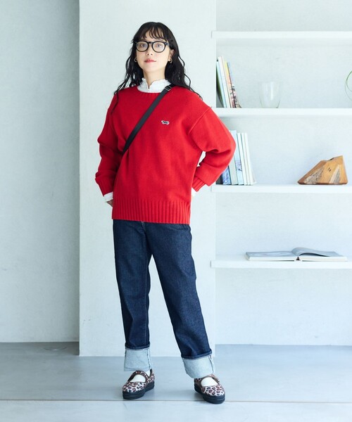 FREAK'S STORE(フリークスストア)の「TOWN CRAFT × FREAK'S STORE/タウンクラフト 別注ベーシック ニット プルオーバー(ニット/セーター・レディース・オリーブ/マスタード/ネイビー/ブラック/レッド/オフホワイト・フリ-)」の15枚目の写真