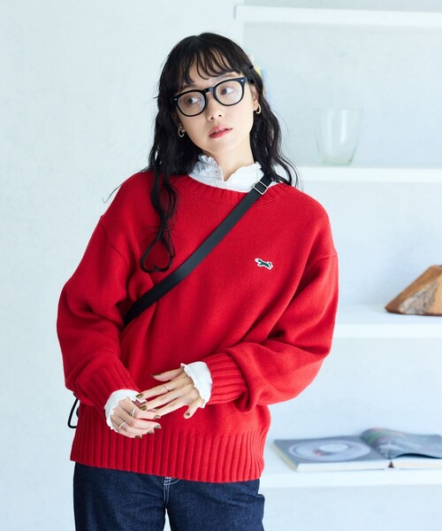FREAK'S STORE(フリークスストア)の「TOWN CRAFT × FREAK'S STORE/タウンクラフト 別注ベーシック ニット プルオーバー(ニット/セーター・レディース・オリーブ/マスタード/ネイビー/ブラック/レッド/オフホワイト・フリ-)」の18枚目の写真