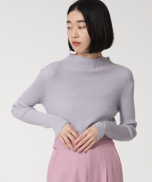 GALLEST（ギャレスト）の「ボトルネックリブニット（ニット/セーター・レディース・オフホワイト/オレンジ/ライトパープル/ブラック/グレー・38）」の4枚目の写真