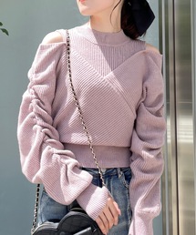 ボリューム袖カシュクールニット