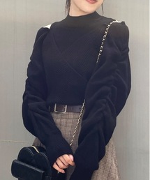 ボリューム袖カシュクールニット