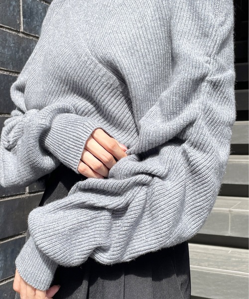 M'S GRACY ボリュームスリーブ コサージュ付ニット 9分袖 M 極美品 M'S GRACY - エムズグレイシー ニット セーター 長袖 ウール混