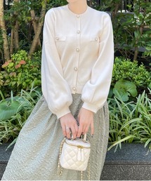 clear | ビジューボタンハイゲージニットカーディガン(ニット/セーター)