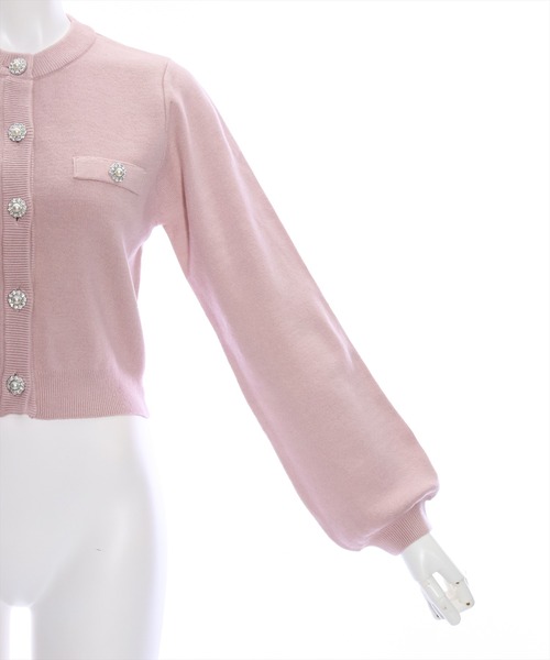 clear（クリア）の「ビジューボタンハイゲージニットカーディガン（ニット/セーター・レディース・ブラック/アイボリー/ピンクベージュ・F）」の9枚目の写真