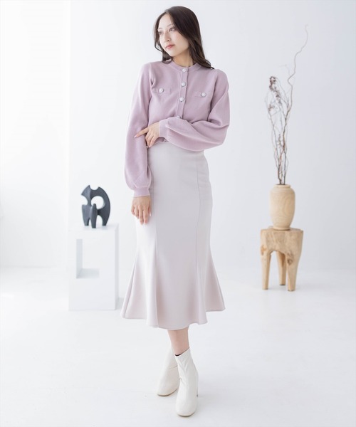 clear（クリア）の「ビジューボタンハイゲージニットカーディガン（ニット/セーター・レディース・ブラック/アイボリー/ピンクベージュ・F）」の16枚目の写真