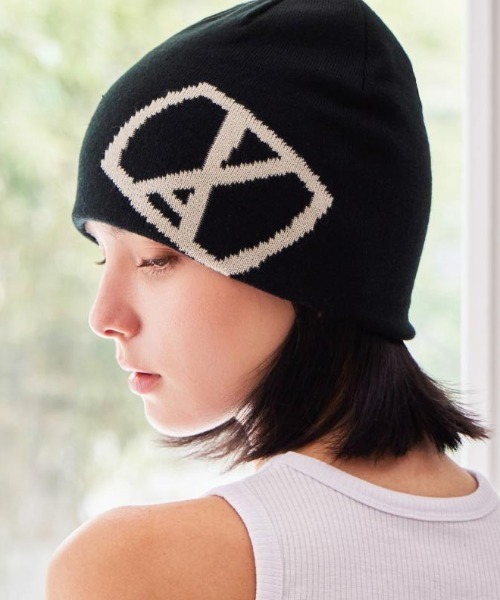 VARZAR(バザール)の「VARZAR(バザール)/VA Square Jacquard Beanie/Y2K スクエア ロゴ ジャガード ビーニー ニット帽(ニットキャップ/ビーニー・レディース・グレー/ブルー/ブラック・FREE)」の8枚目の写真