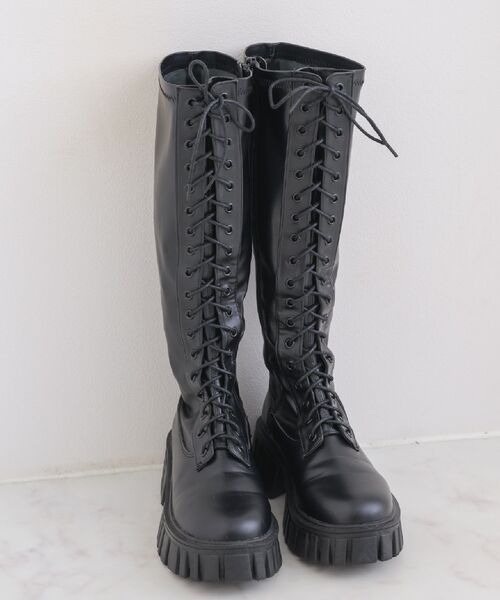 ems excite(エムズエキサイト)の「レースアップロングブーツ(ブーツ・レディース・ブラウン/ブラック・MEDIUM/LARGE)」の8枚目の写真