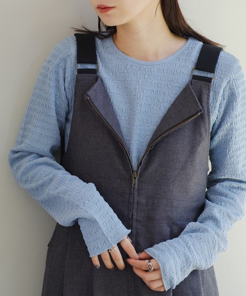 Kastane(カスタネ)の「【新色追加】カットジャガードプルオーバー(Tシャツ/カットソー・レディース・ブラウン/ブラック/アイボリー/ブルー/ピンク/イエロー/チャコールグレー・FREE)」の6枚目の写真