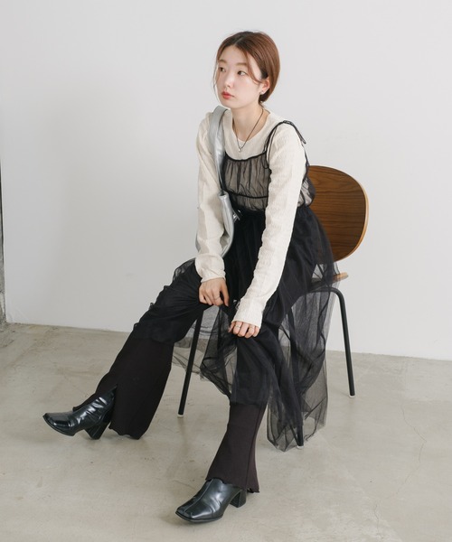 Kastane(カスタネ)の「【新色追加】カットジャガードプルオーバー(Tシャツ/カットソー・レディース・ブラウン/ブラック/アイボリー/ブルー/ピンク/イエロー/チャコールグレー・FREE)」の15枚目の写真