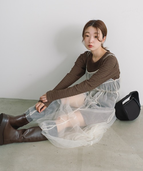 Kastane(カスタネ)の「【新色追加】カットジャガードプルオーバー(Tシャツ/カットソー・レディース・ブラウン/ブラック/アイボリー/ブルー/ピンク/イエロー/チャコールグレー・FREE)」の22枚目の写真