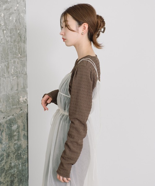 Kastane(カスタネ)の「【新色追加】カットジャガードプルオーバー(Tシャツ/カットソー・レディース・ブラウン/ブラック/アイボリー/ブルー/ピンク/イエロー/チャコールグレー・FREE)」の20枚目の写真