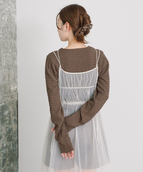 Kastane(カスタネ)の「【新色追加】カットジャガードプルオーバー(Tシャツ/カットソー・レディース・ブラウン/ブラック/アイボリー/ブルー/ピンク/イエロー/チャコールグレー・FREE)」の21枚目の写真