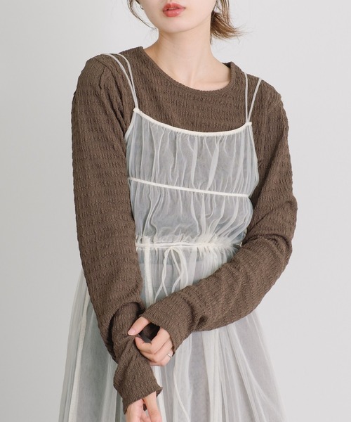 Kastane(カスタネ)の「【新色追加】カットジャガードプルオーバー(Tシャツ/カットソー・レディース・ブラウン/ブラック/アイボリー/ブルー/ピンク/イエロー/チャコールグレー・FREE)」の18枚目の写真