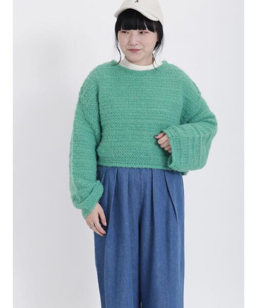 Samansa Mos2(サマンサ モスモス)の「モヘヤ調プルオーバーニット(ニット/セーター・レディース・オレンジ/グリーン/グレー/キナリ・F)」の1枚目の写真