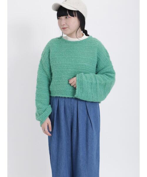 Samansa Mos2(サマンサ モスモス)の「モヘヤ調プルオーバーニット(ニット/セーター・レディース・オレンジ/グリーン/グレー/キナリ・F)」の9枚目の写真